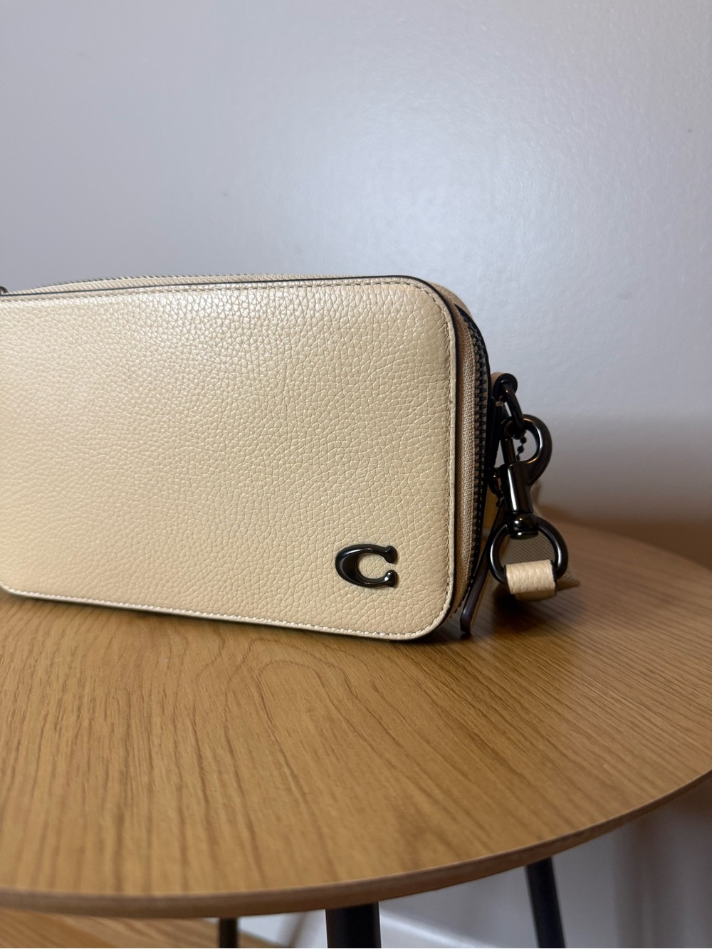 Coach Pebbled Leather Camera Crossbody in Cream with Silver Accent - Picture 2 of 8